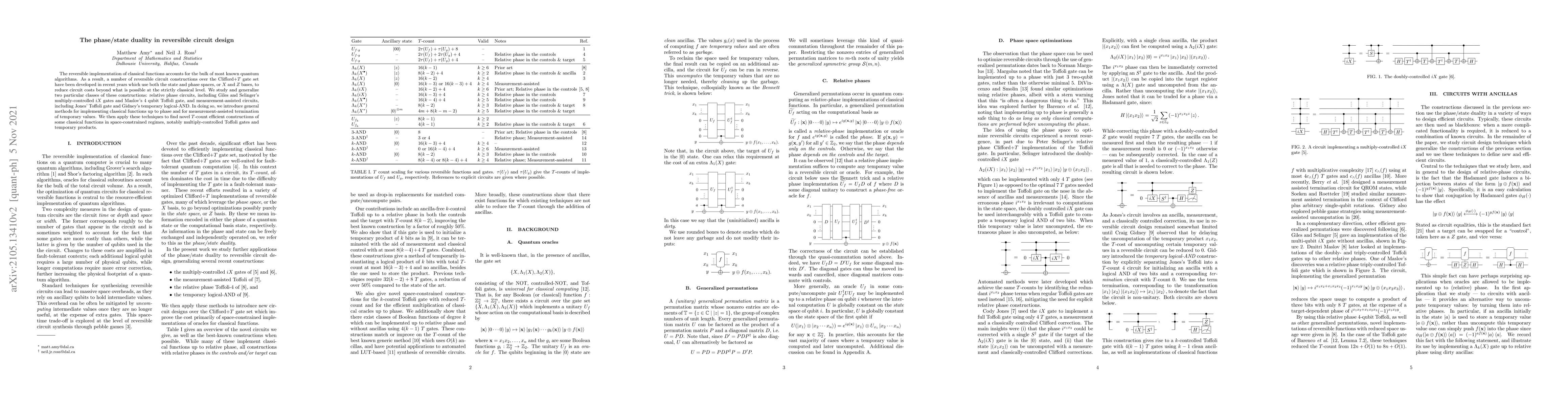 Thumbnail for The phase/state duality in reversible circuit design