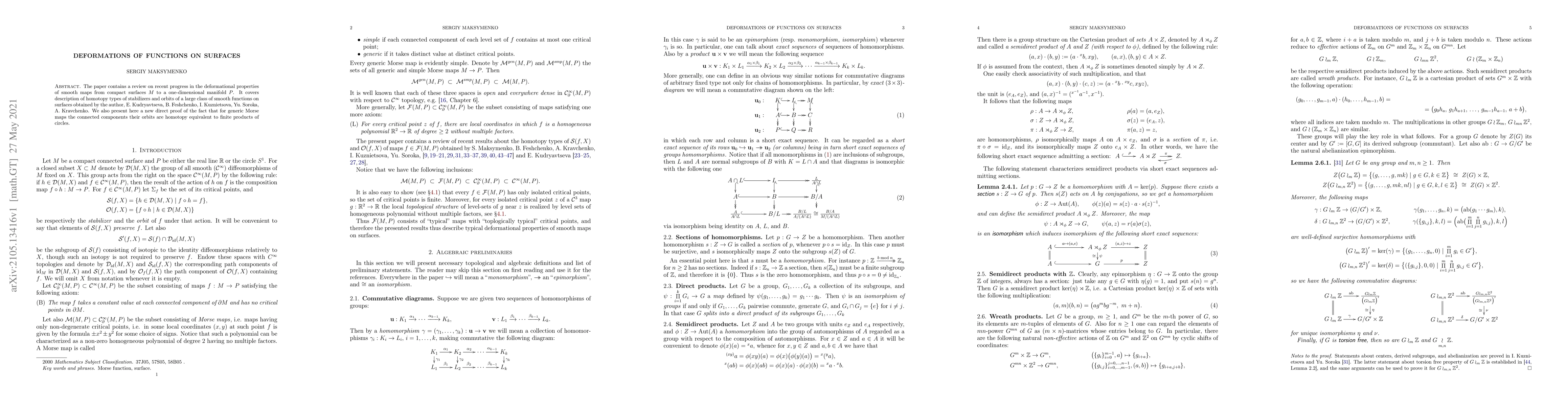 Thumbnail for Deformations of functions on surfaces