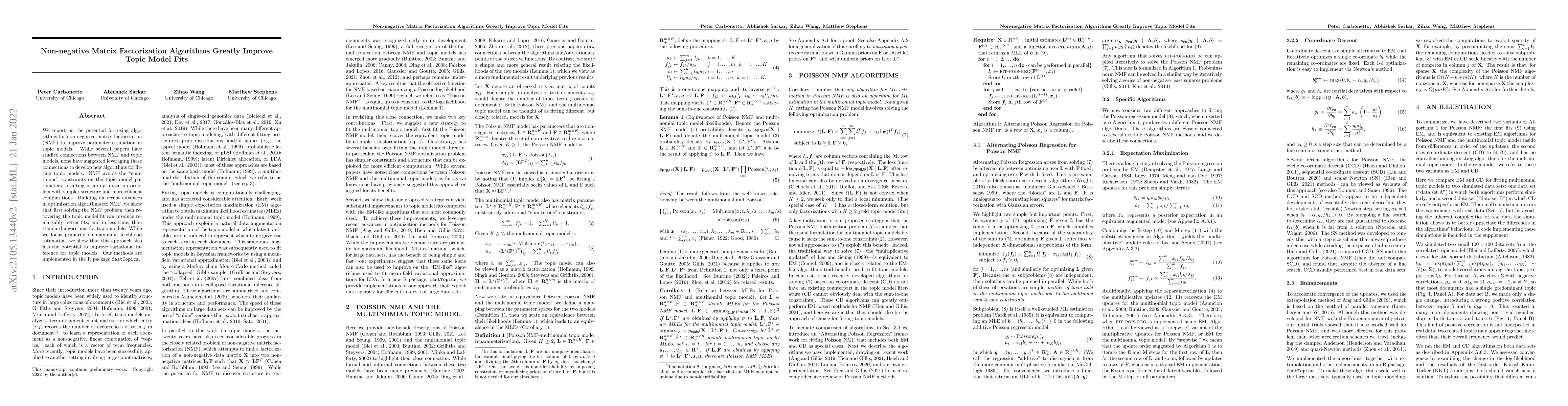 Thumbnail for Non-negative matrix factorization algorithms greatly improve topic model
  fits