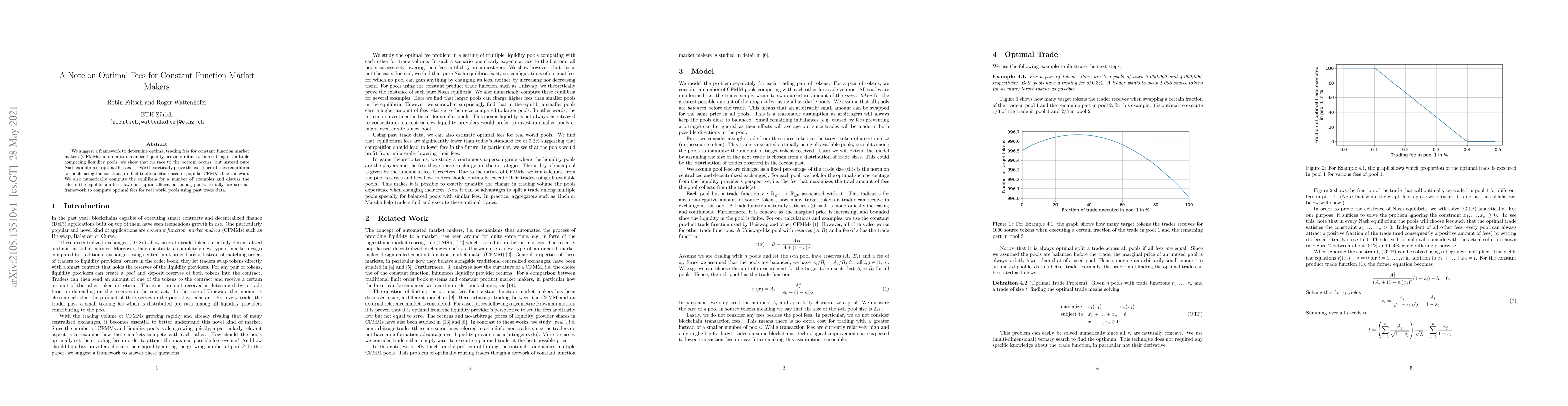 Thumbnail for A Note on Optimal Fees for Constant Function Market Makers