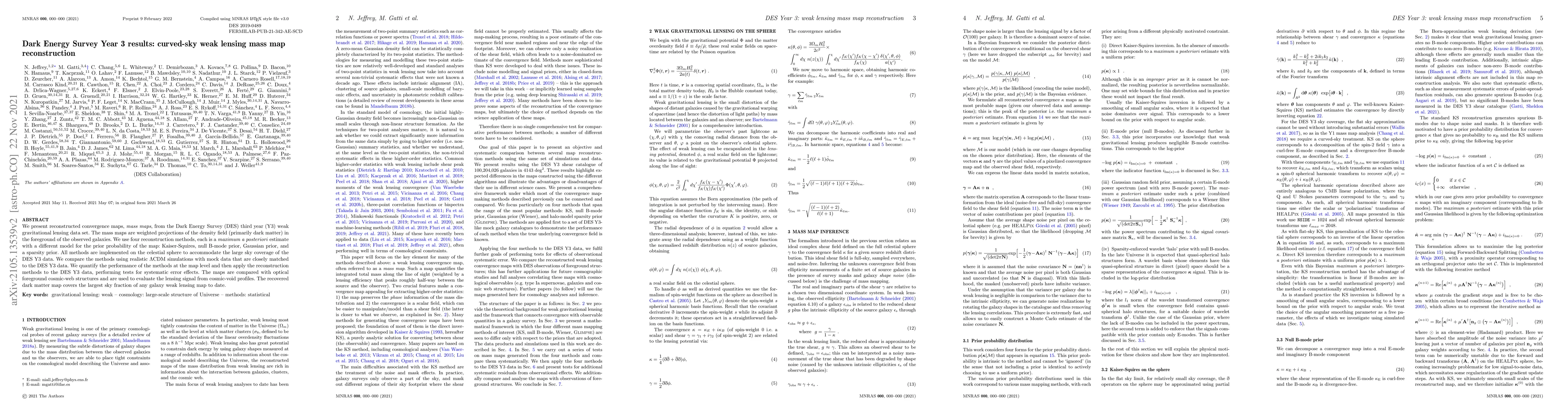 Thumbnail for Dark Energy Survey Year 3 results: curved-sky weak lensing mass map
  reconstruction