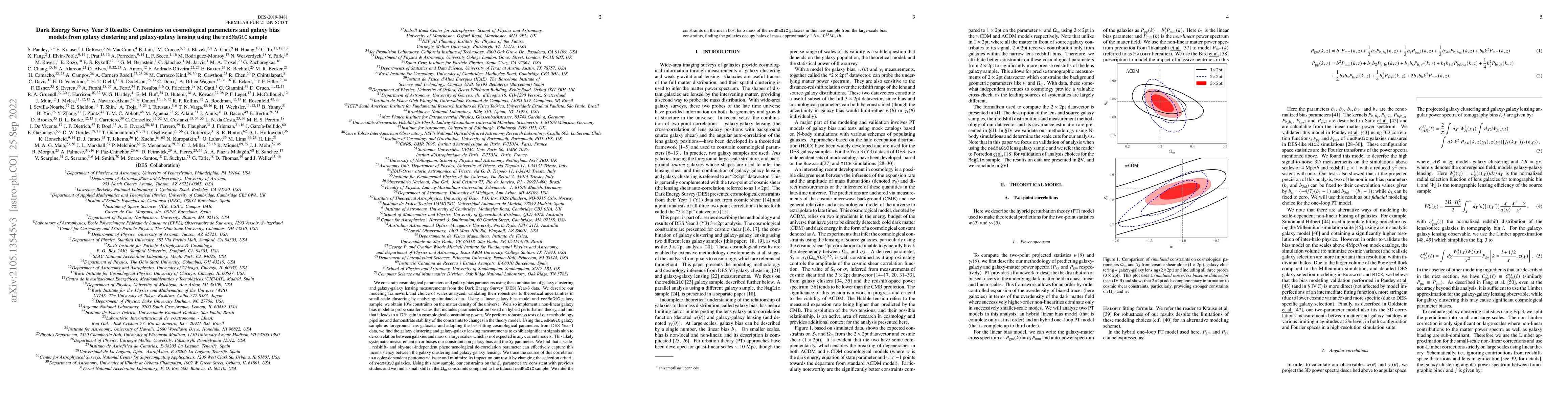 Thumbnail for Dark Energy Survey Year 3 Results: Constraints on cosmological
  parameters and galaxy bias models from galaxy clustering and galaxy-galaxy
  lensing using the redMaGiC sample