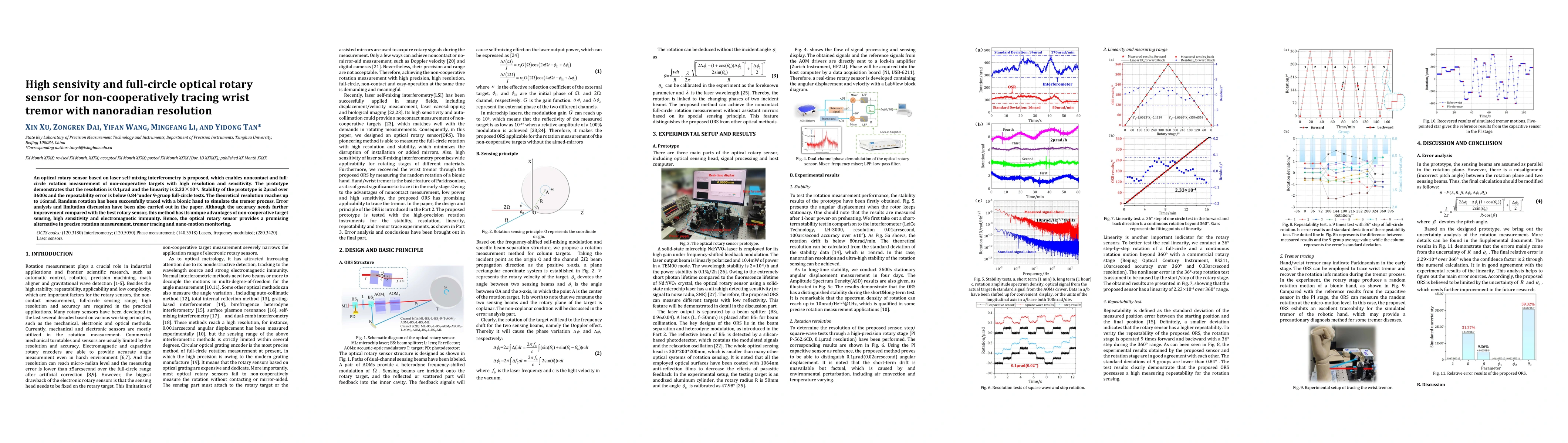 Thumbnail for High sensitivity and full-circle optical rotary sensor for
  non-cooperatively tracing wrist tremor with nanoradian resolution