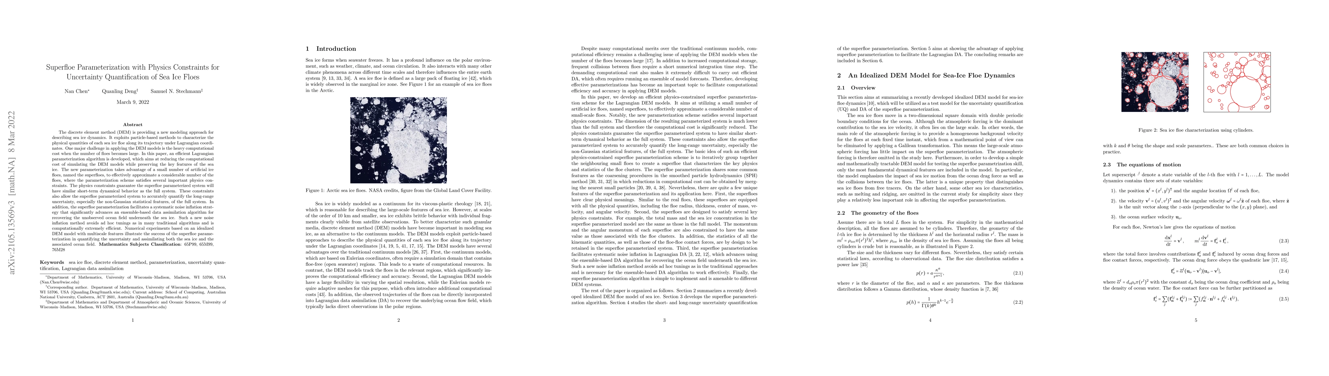 Thumbnail for Superfloe Parameterization with Physics Constraints for Uncertainty
  Quantification of Sea Ice Floes