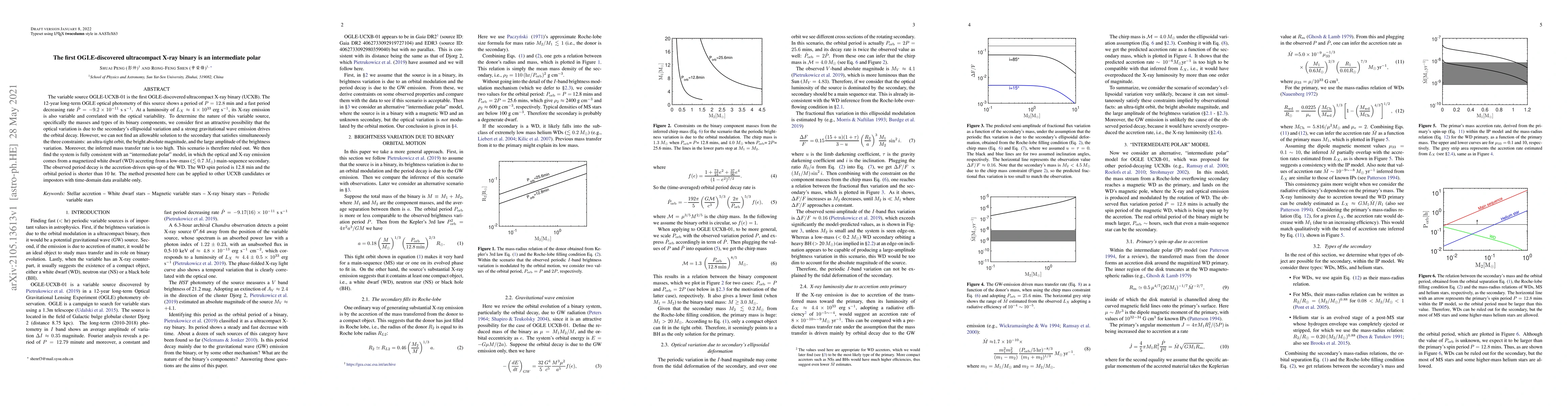 Thumbnail for The first OGLE-discovered ultracompact X-ray binary is an intermediate
  polar