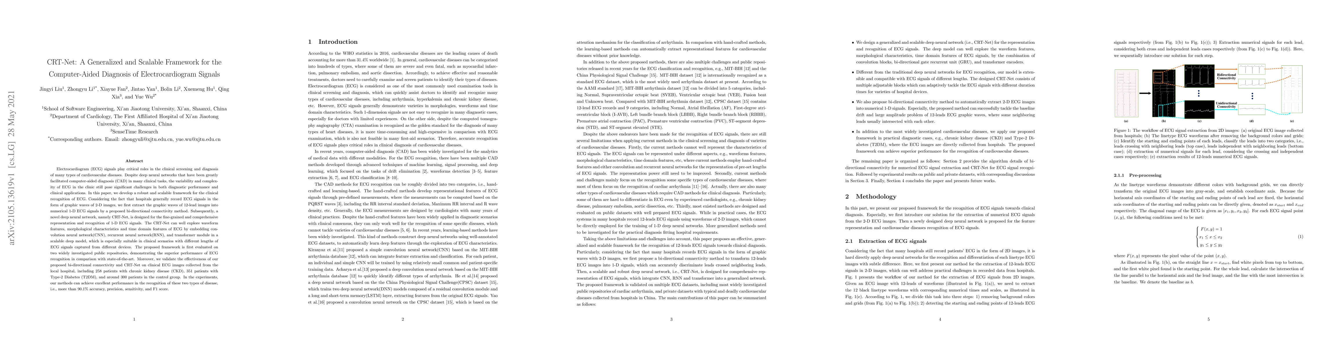 Thumbnail for CRT-Net: A Generalized and Scalable Framework for the Computer-Aided
  Diagnosis of Electrocardiogram Signals