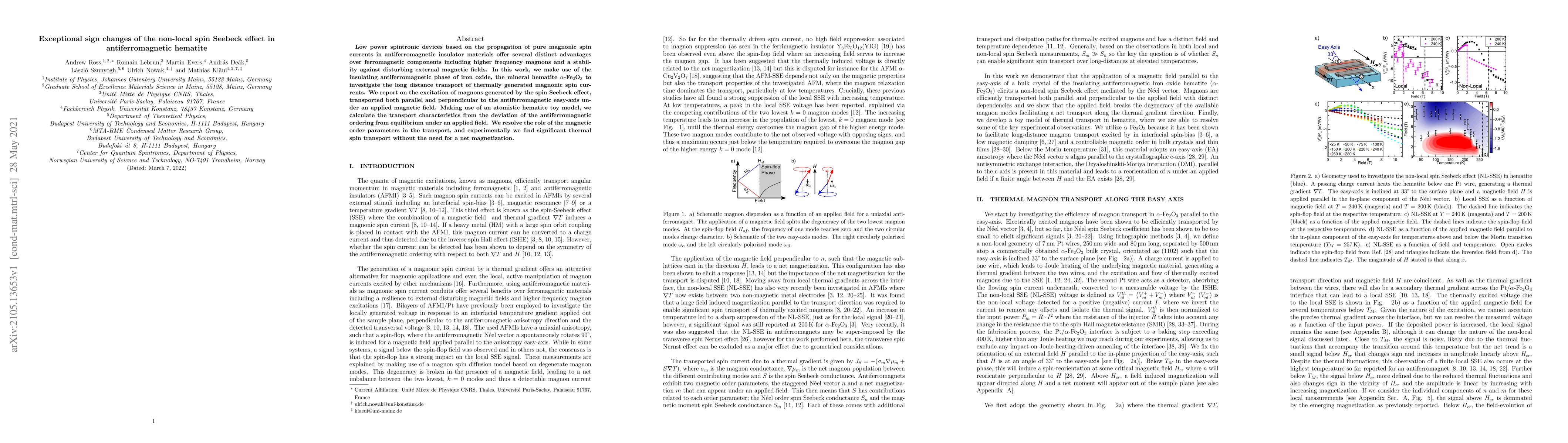 Thumbnail for Exceptional sign changes of the non-local spin Seebeck effect in
  antiferromagnetic hematite