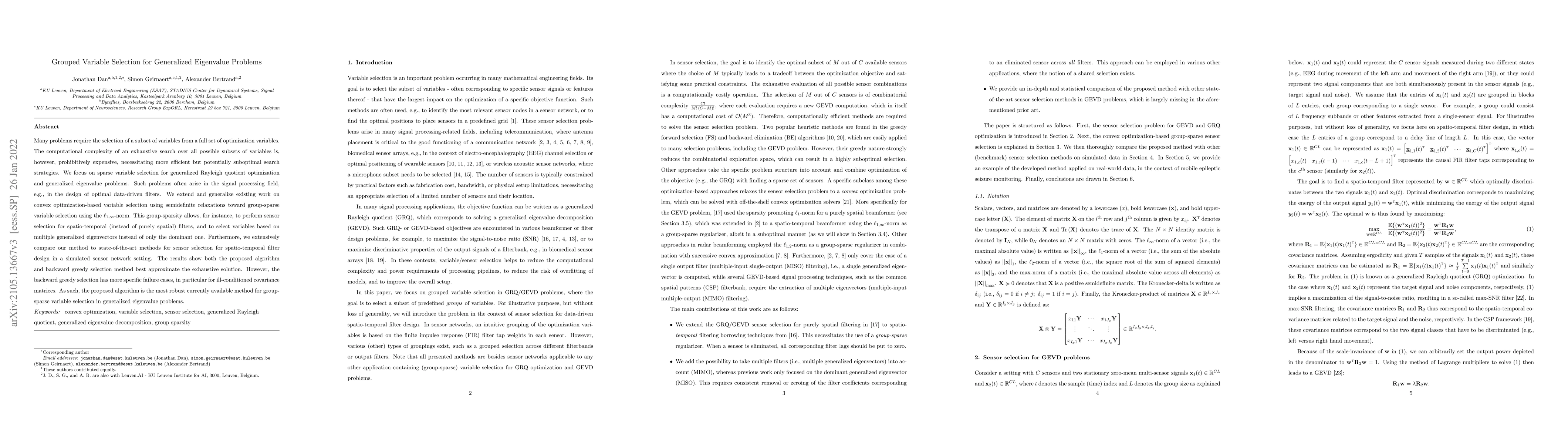 Thumbnail for Grouped Variable Selection for Generalized Eigenvalue Problems