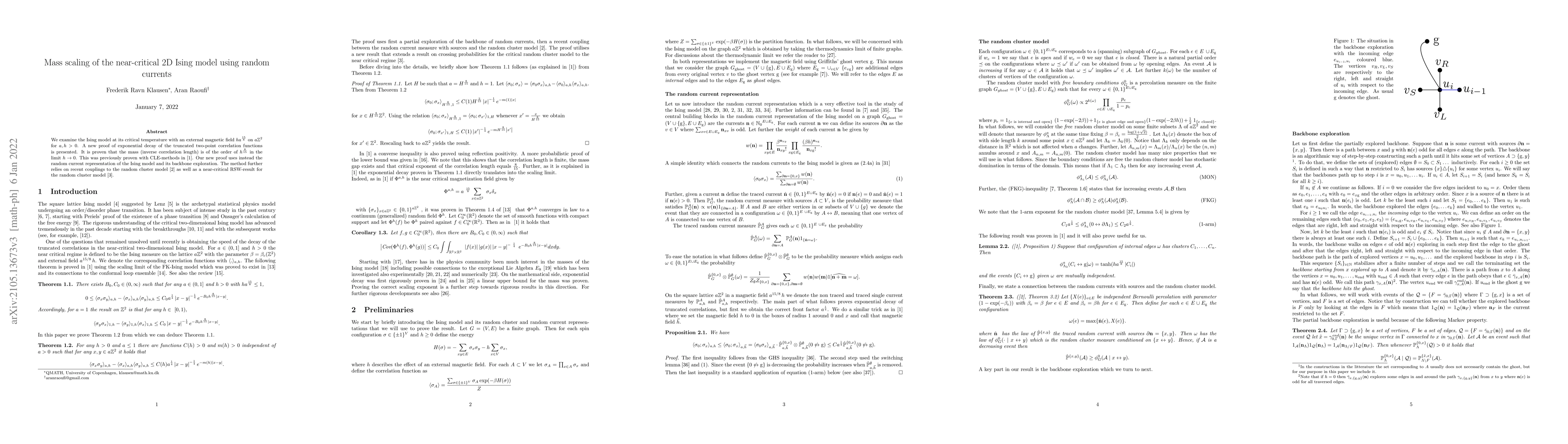 Thumbnail for Mass scaling of the near-critical 2D Ising model using random currents