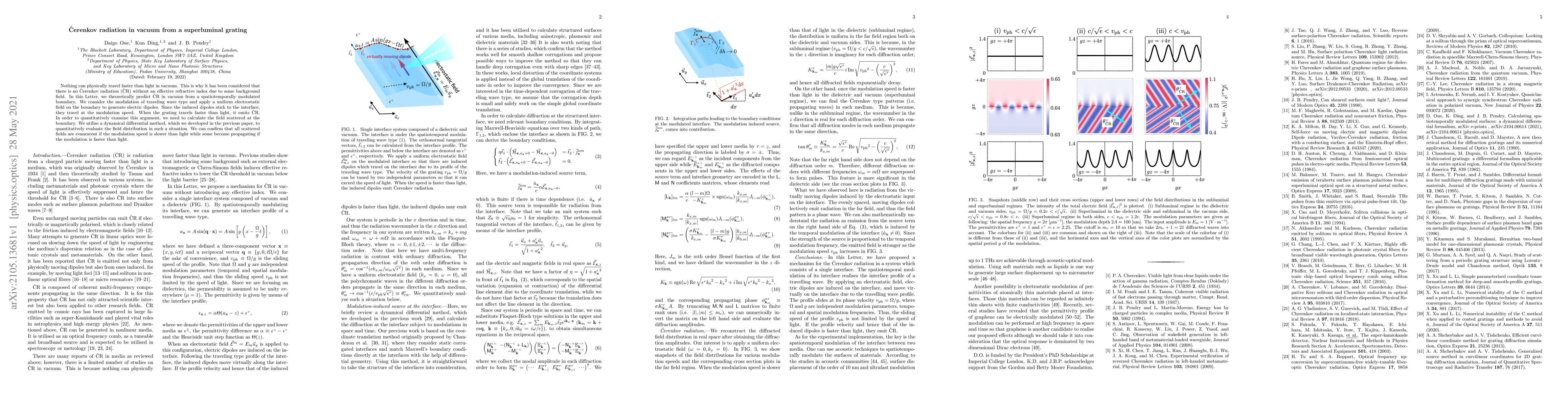 Thumbnail for \v{C}erenkov radiation in vacuum from a superluminal grating