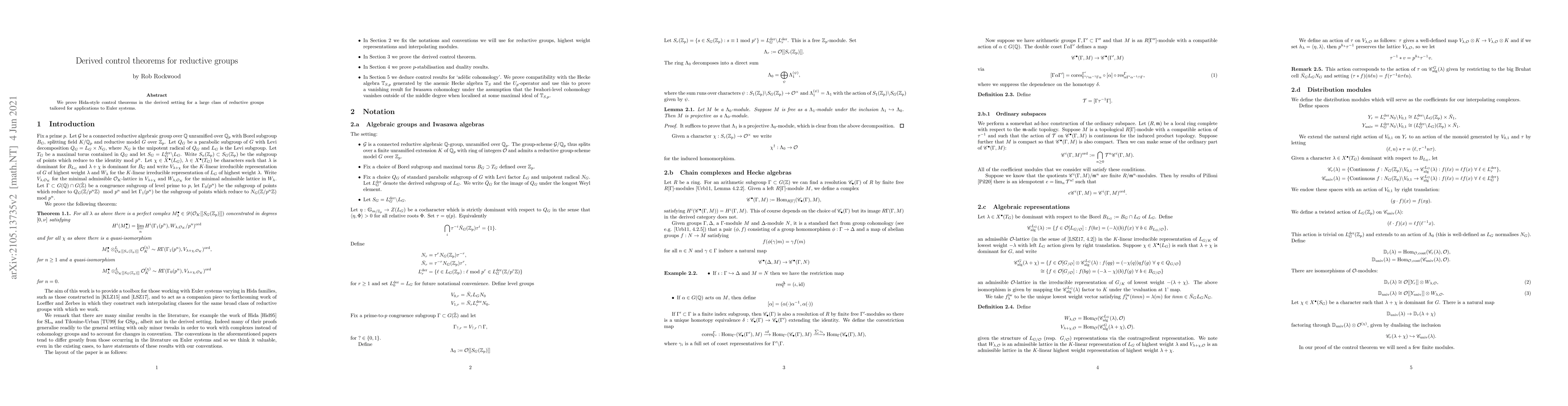 Thumbnail for Derived control theorems for reductive groups