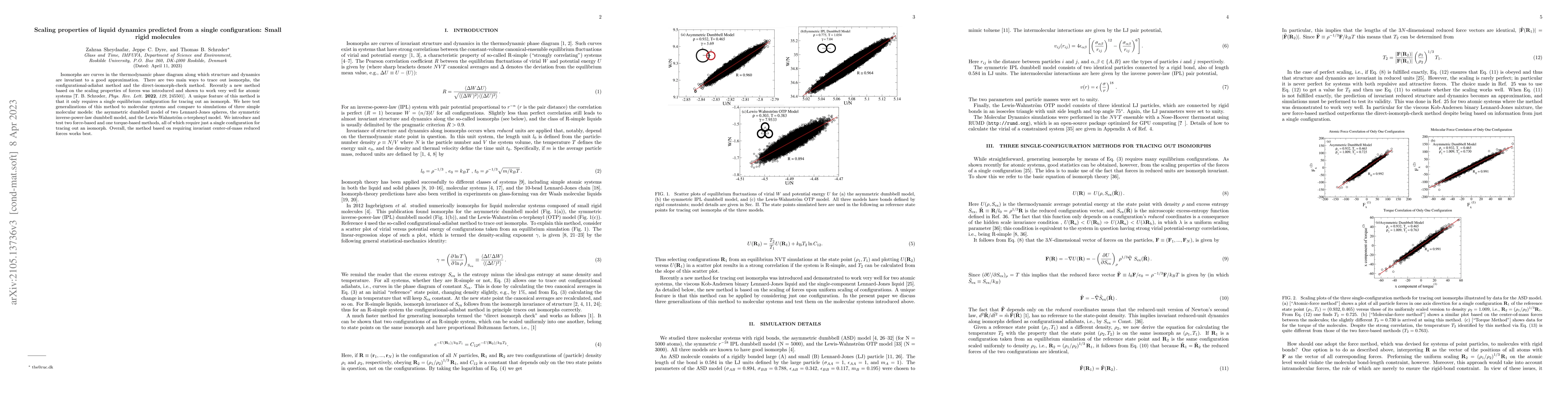 Thumbnail for Scaling properties of liquid dynamics predicted from a single
  configuration: Small rigid molecules