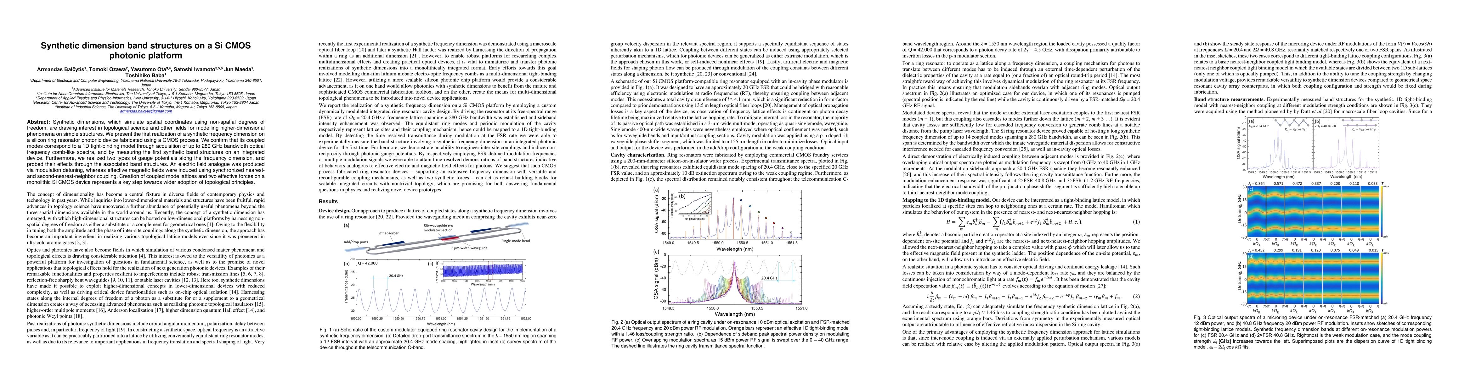 Thumbnail for Synthetic dimension band structures on a Si CMOS photonic platform