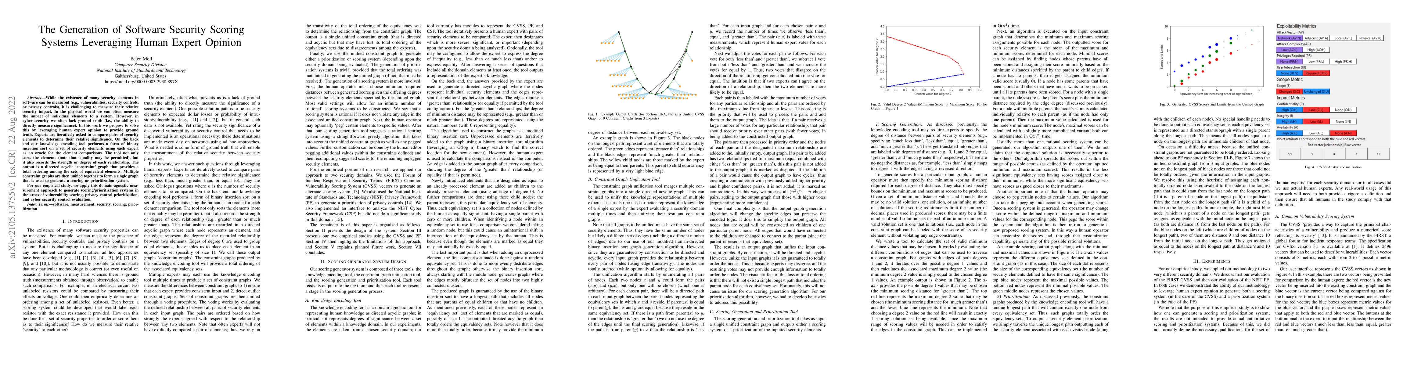 Thumbnail for The Generation of Security Scoring Systems Leveraging Human Expert
  Opinion