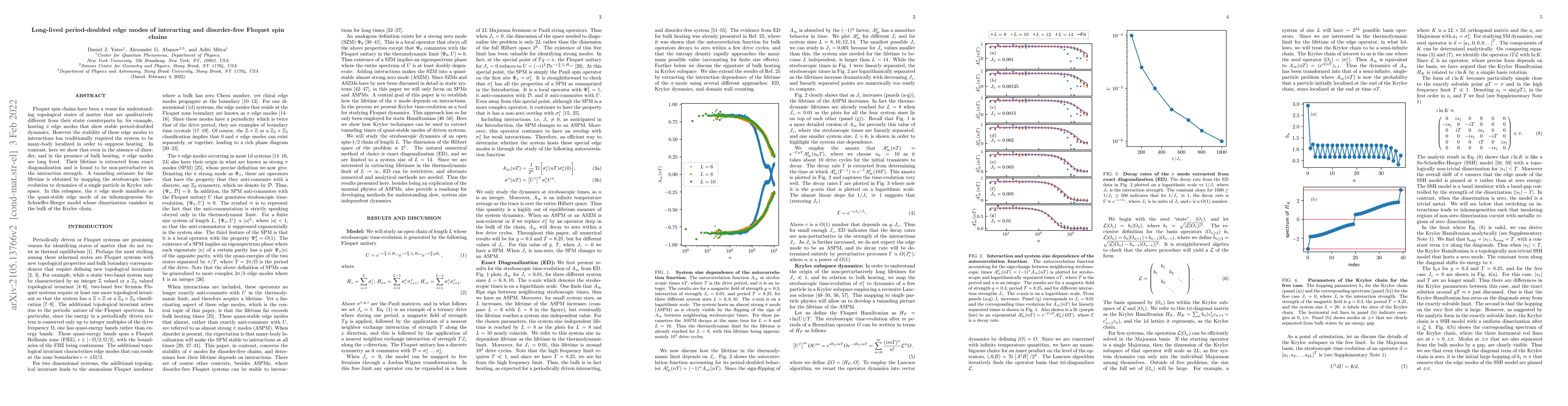 Thumbnail for Long-lived period-doubled edge modes of interacting and disorder-free
  Floquet spin chains