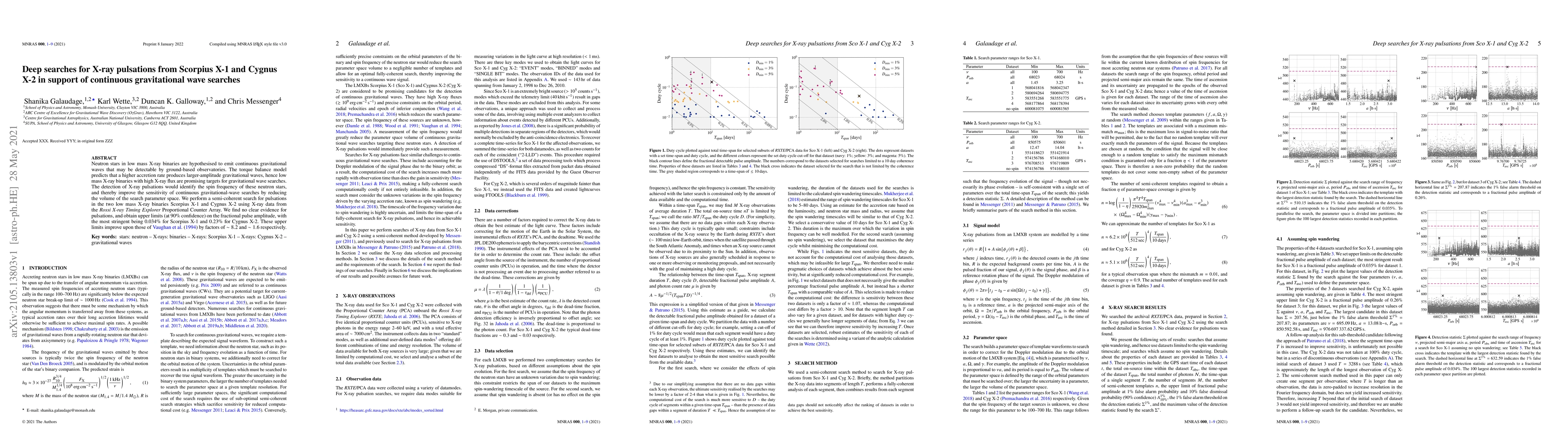 Thumbnail for Deep searches for X-ray pulsations from Scorpius X-1 and Cygnus X-2 in
  support of continuous gravitational wave searches