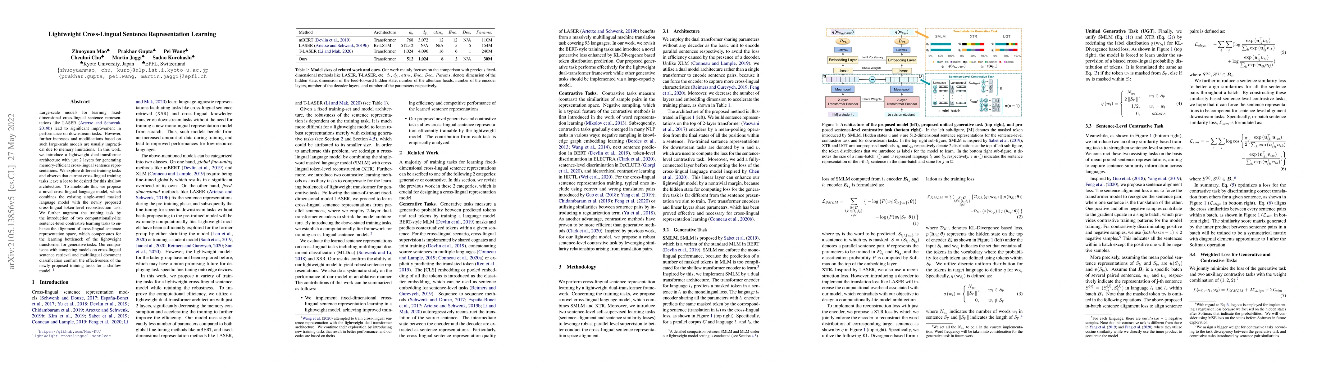 Thumbnail for Lightweight Cross-Lingual Sentence Representation Learning