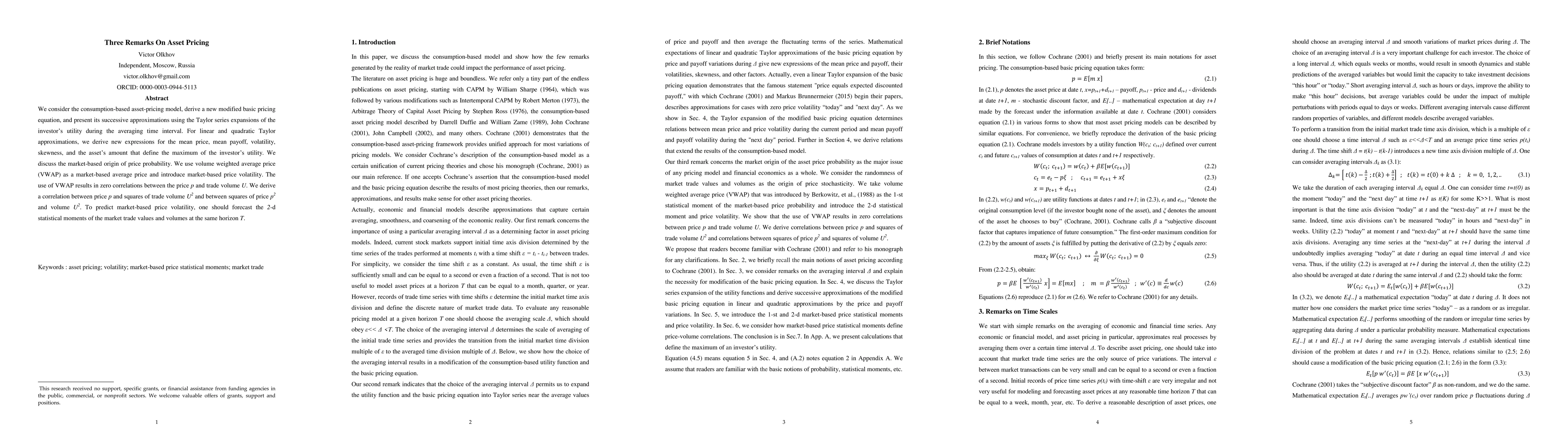 Thumbnail for Three Remarks On Asset Pricing