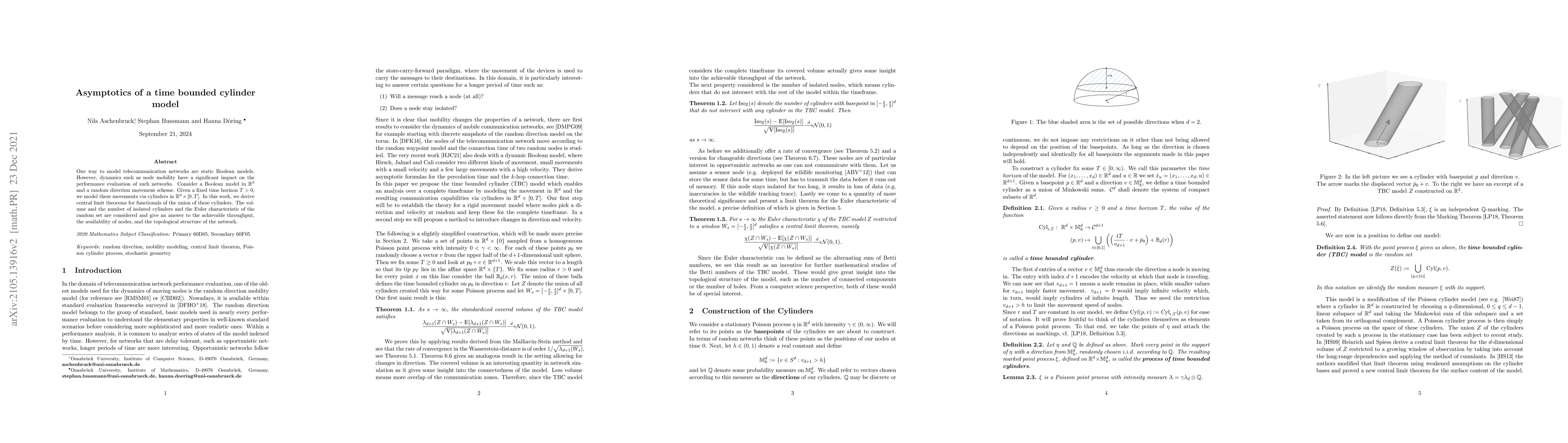 Thumbnail for Asymptotics of a time bounded cylinder model