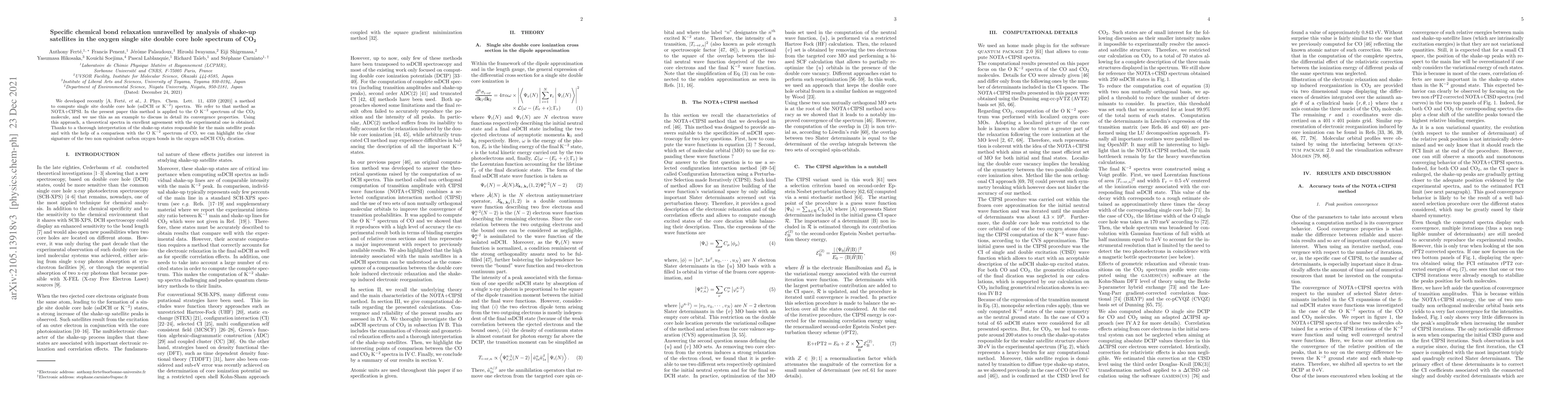 Thumbnail for Specific chemical bond relaxation unravelled by analysis of shake-up
  satellites in the oxygen single site double core hole spectrum of CO$_2$