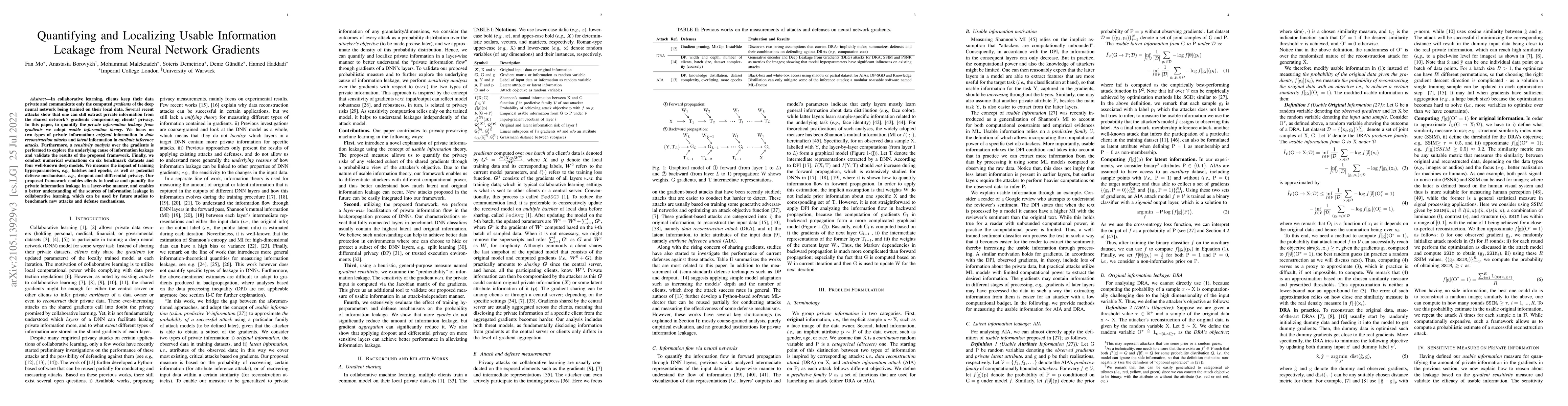 Thumbnail for Quantifying and Localizing Usable Information Leakage from Neural
  Network Gradients