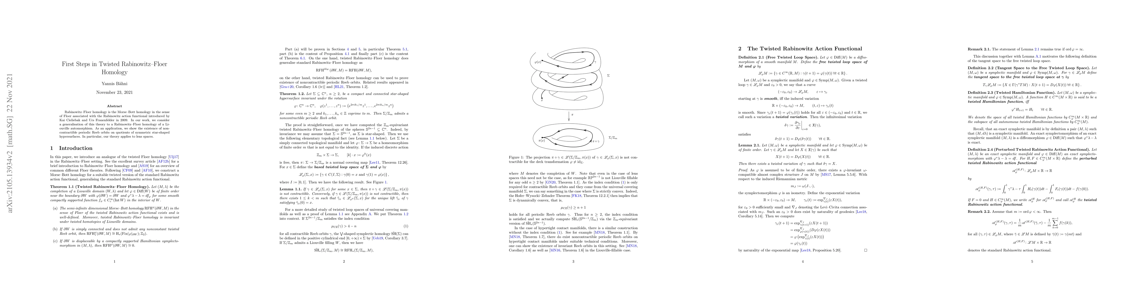 Thumbnail for First Steps in Twisted Rabinowitz-Floer Homology