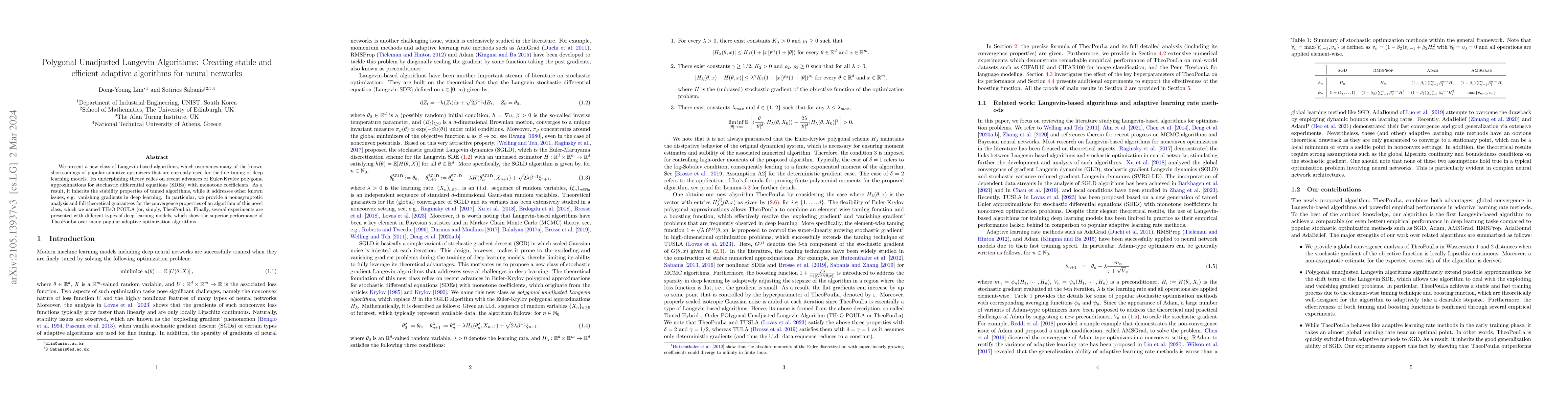Thumbnail for Polygonal Unadjusted Langevin Algorithms: Creating stable and efficient
  adaptive algorithms for neural networks