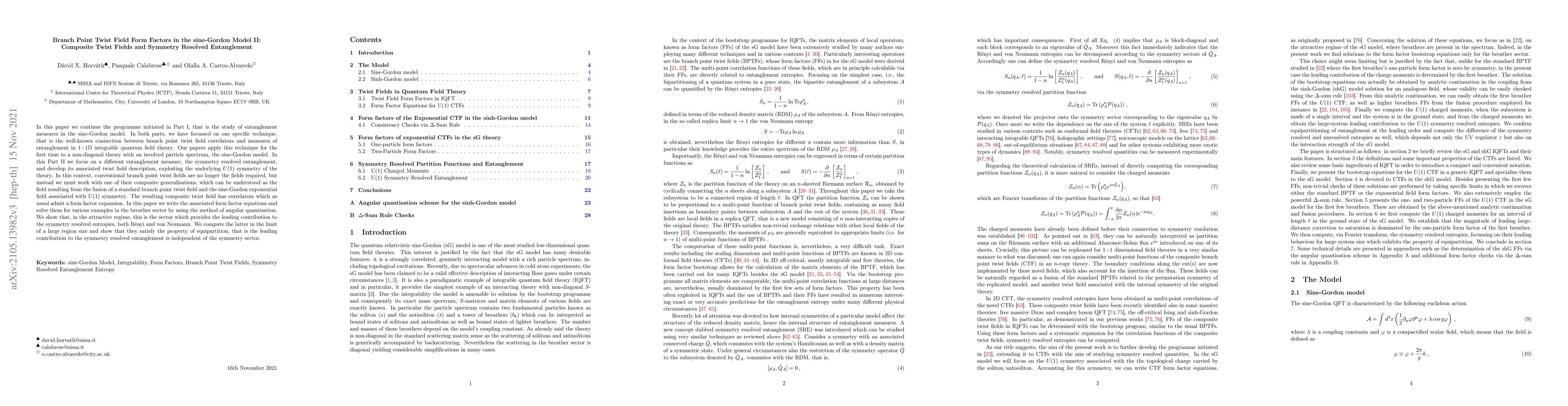 Thumbnail for Branch Point Twist Field Form Factors in the sine-Gordon Model II:
  Composite Twist Fields and Symmetry Resolved Entanglement