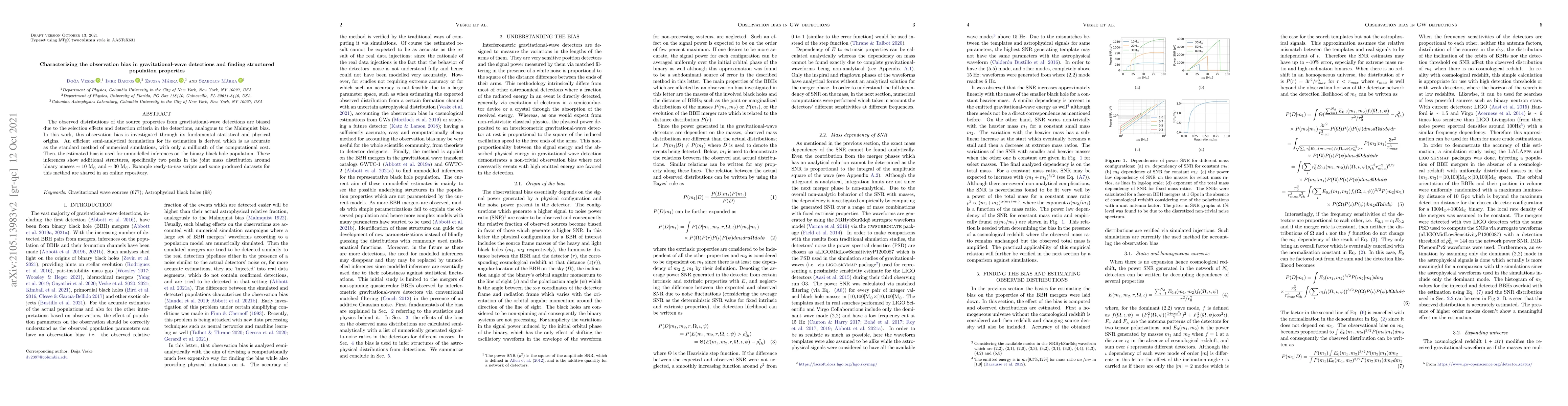 Thumbnail for Characterizing the observation bias in gravitational-wave detections and
  finding structured population properties
