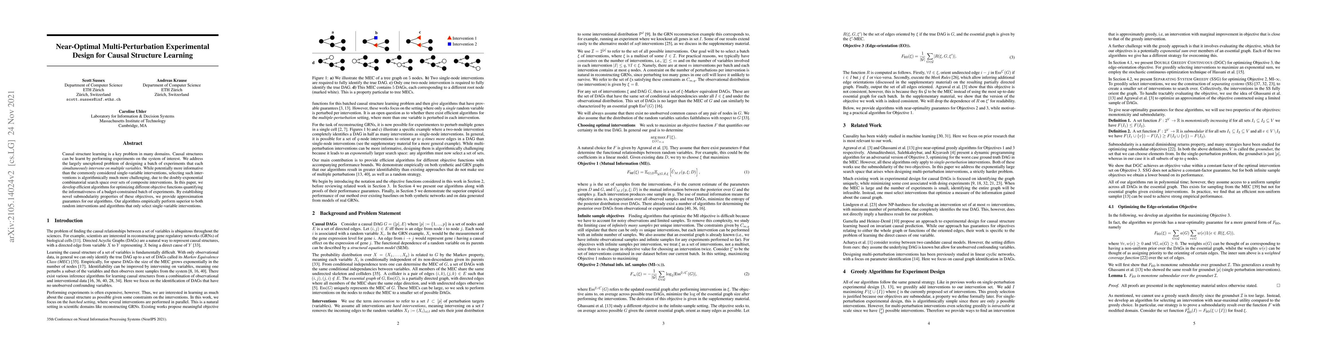 Thumbnail for Near-Optimal Multi-Perturbation Experimental Design for Causal Structure
  Learning