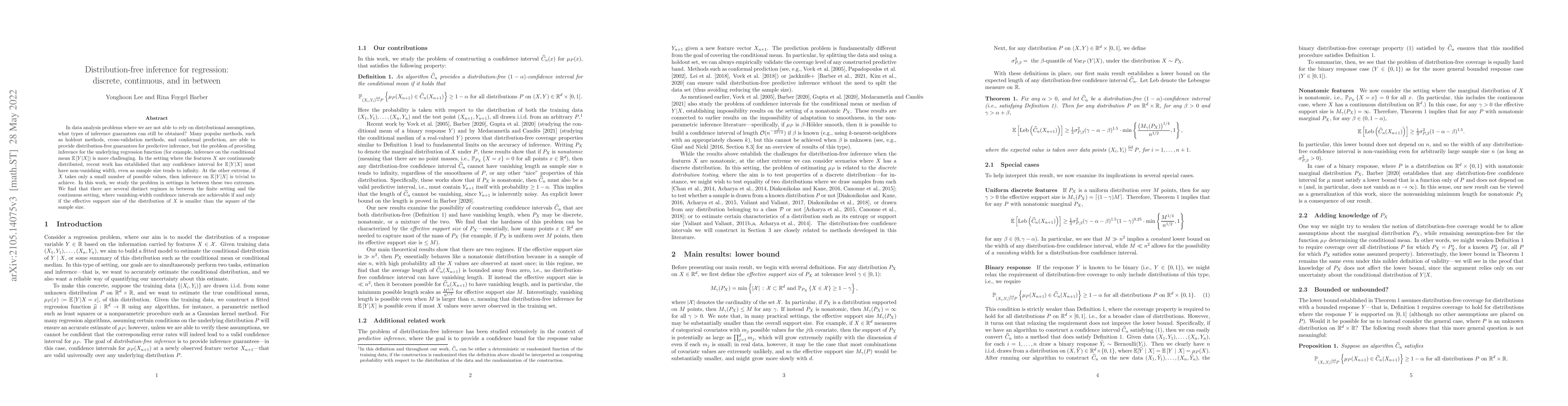 Thumbnail for Distribution-free inference for regression: discrete, continuous, and in
  between