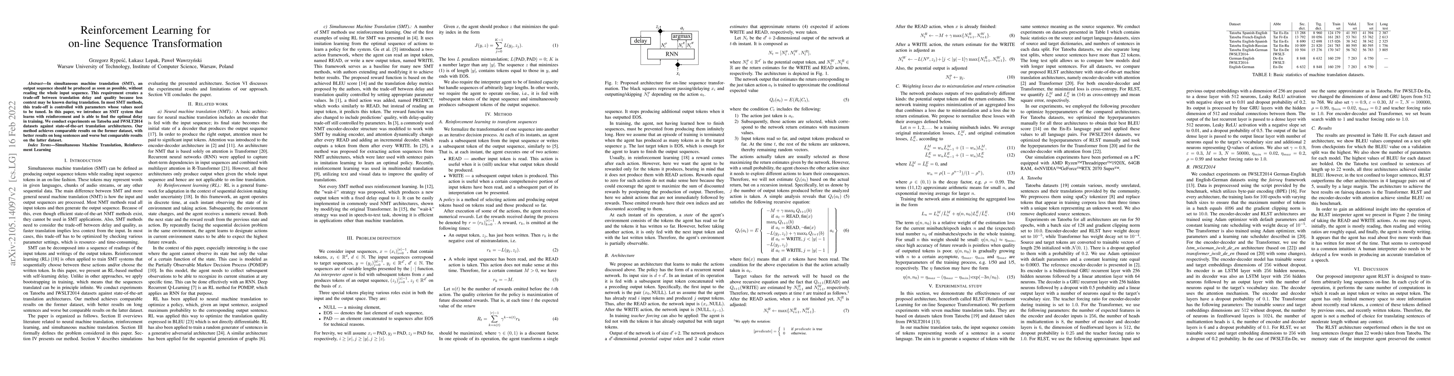 Thumbnail for Reinforcement Learning for on-line Sequence Transformation