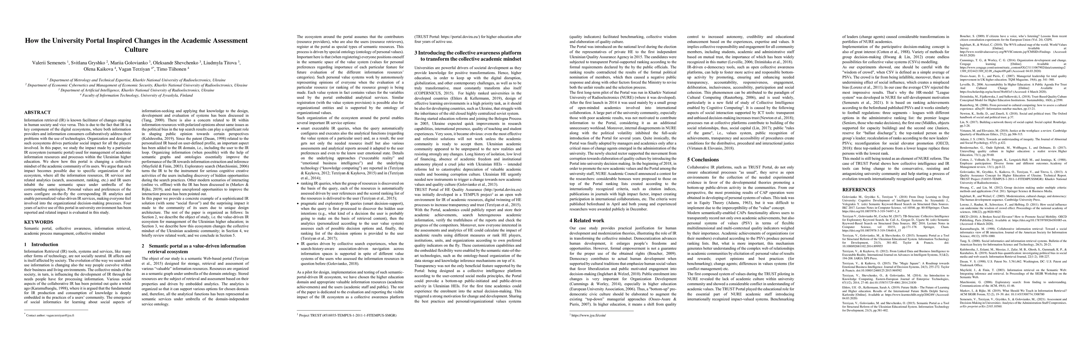Thumbnail for How the University Portal Inspired Changes in the Academic Assessment
  Culture
