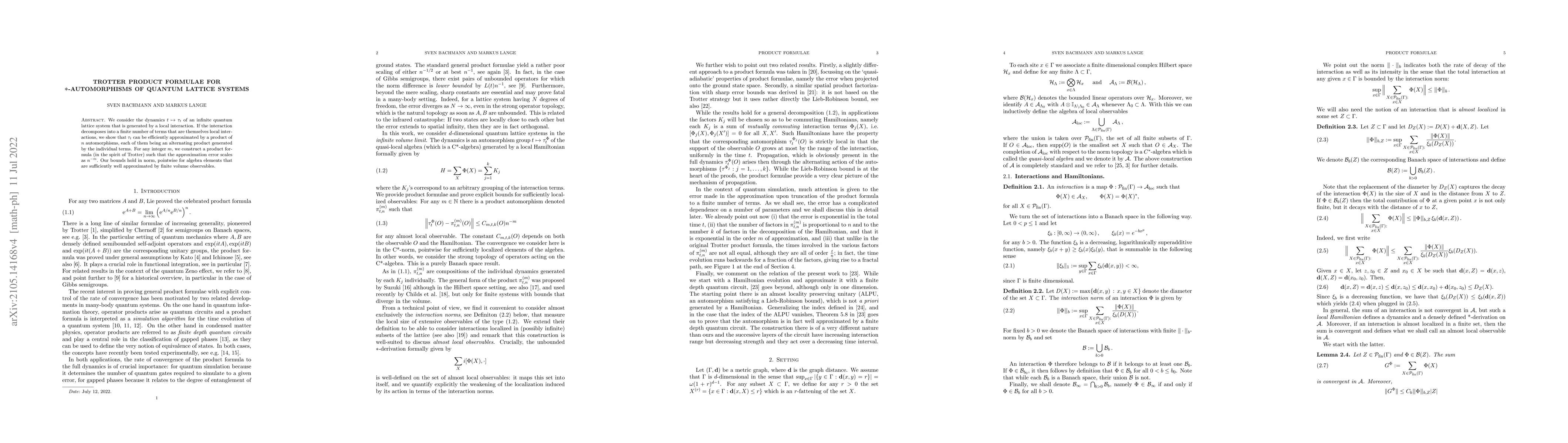 Thumbnail for Trotter product formulae for $*$-automorphisms of quantum lattice
  systems