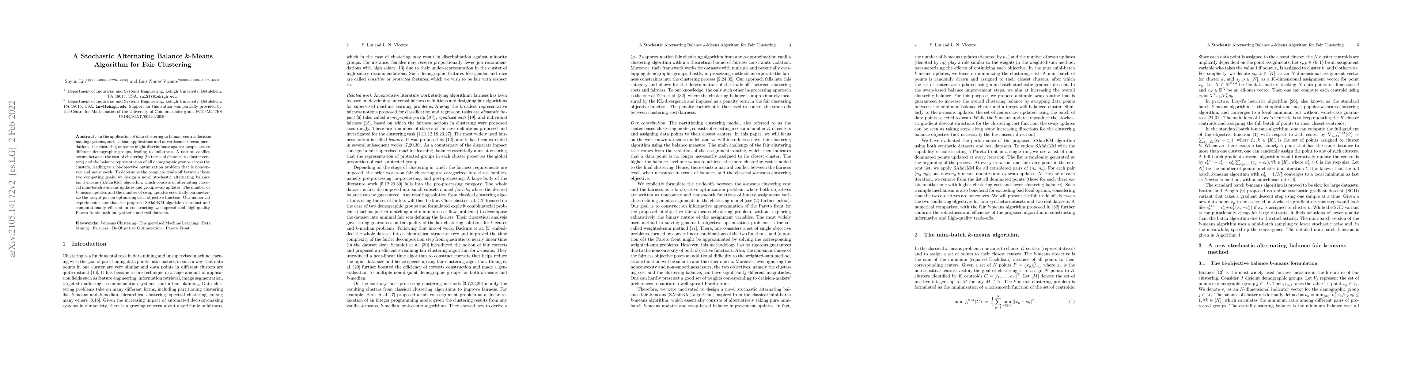 Thumbnail for A Stochastic Alternating Balance $k$-Means Algorithm for Fair Clustering