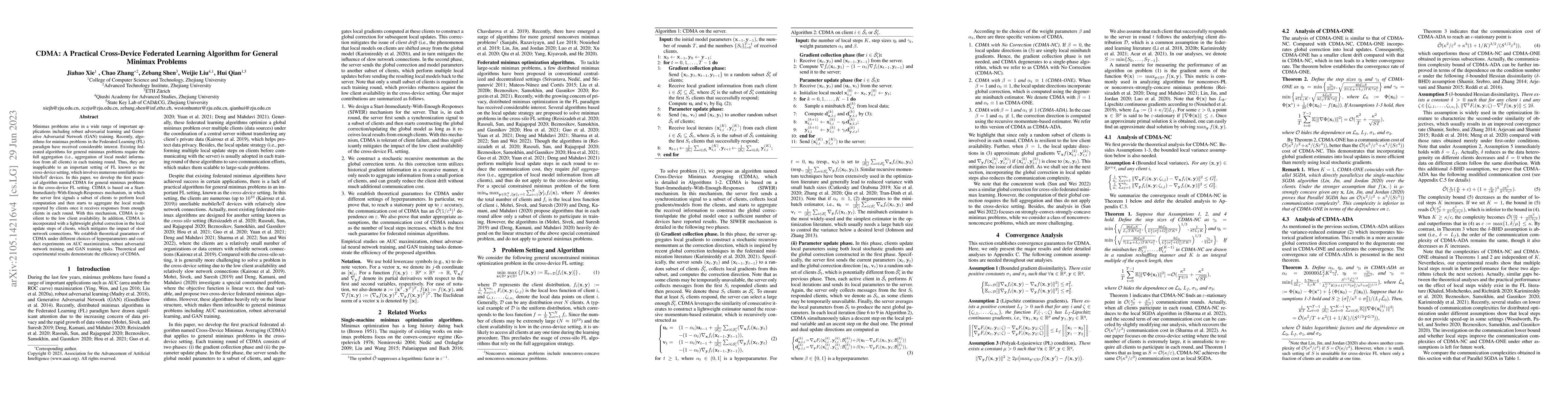 Thumbnail for CDMA: A Practical Cross-Device Federated Learning Algorithm for General
  Minimax Problems