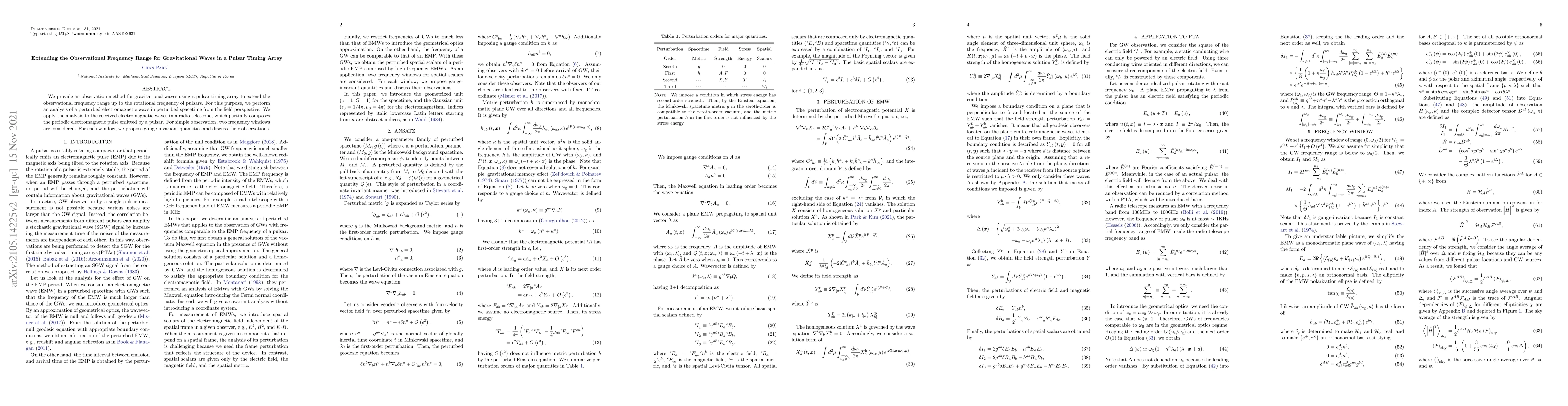 Thumbnail for Extending the Observational Frequency Range for Gravitational Waves in a
  Pulsar Timing Array