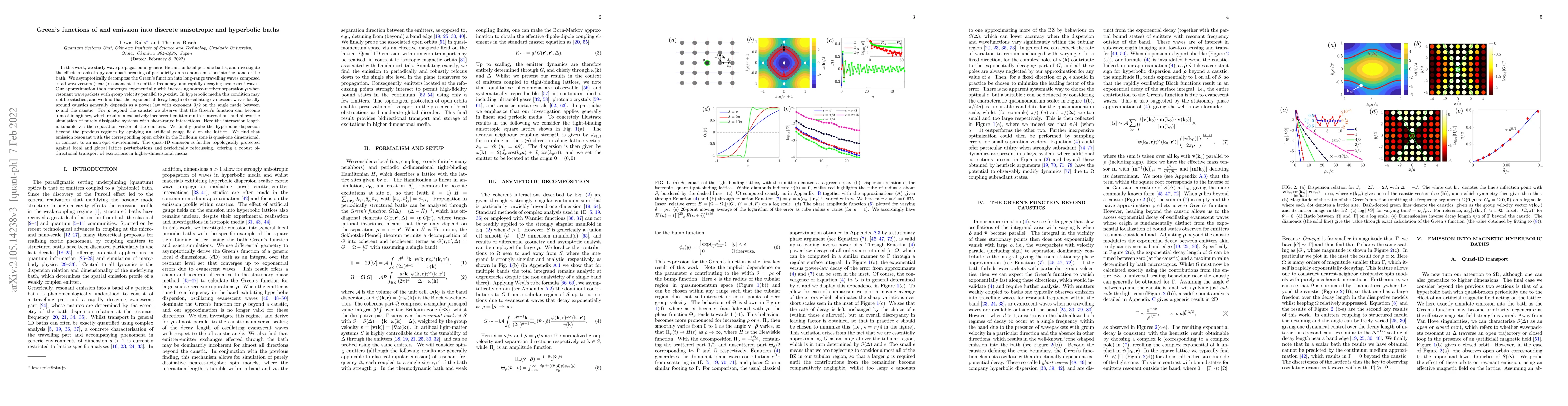 Thumbnail for Green's functions of and emission into discrete anisotropic and
  hyperbolic baths