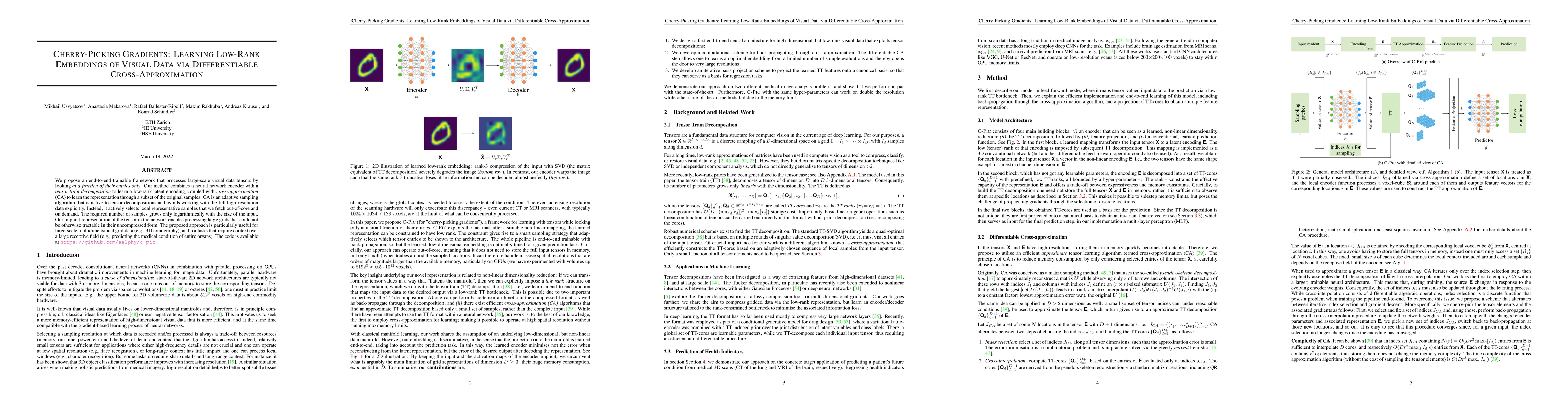 Thumbnail for Cherry-Picking Gradients: Learning Low-Rank Embeddings of Visual Data
  via Differentiable Cross-Approximation