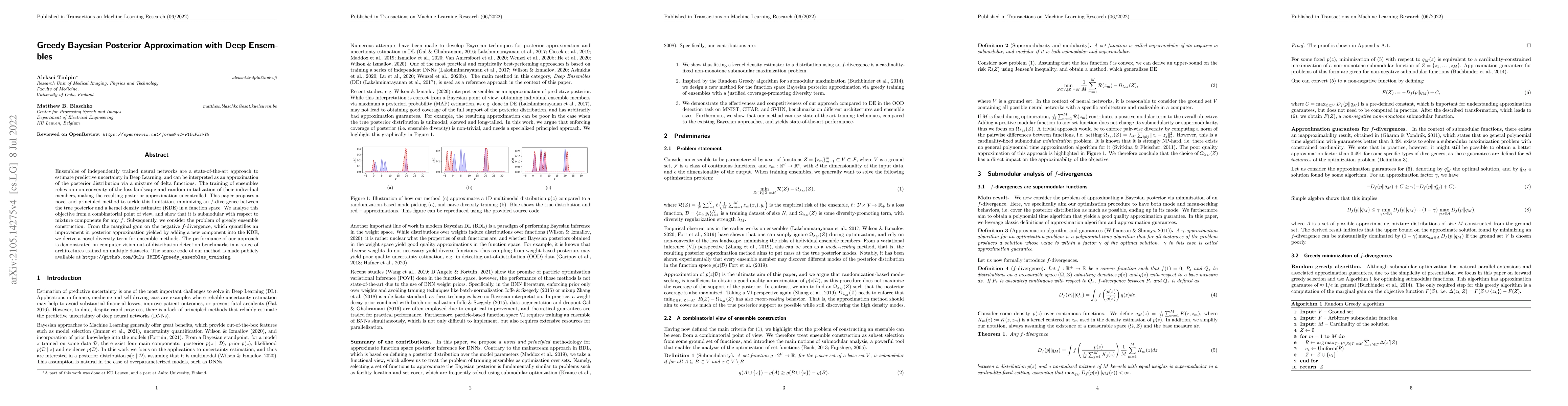 Thumbnail for Greedy Bayesian Posterior Approximation with Deep Ensembles