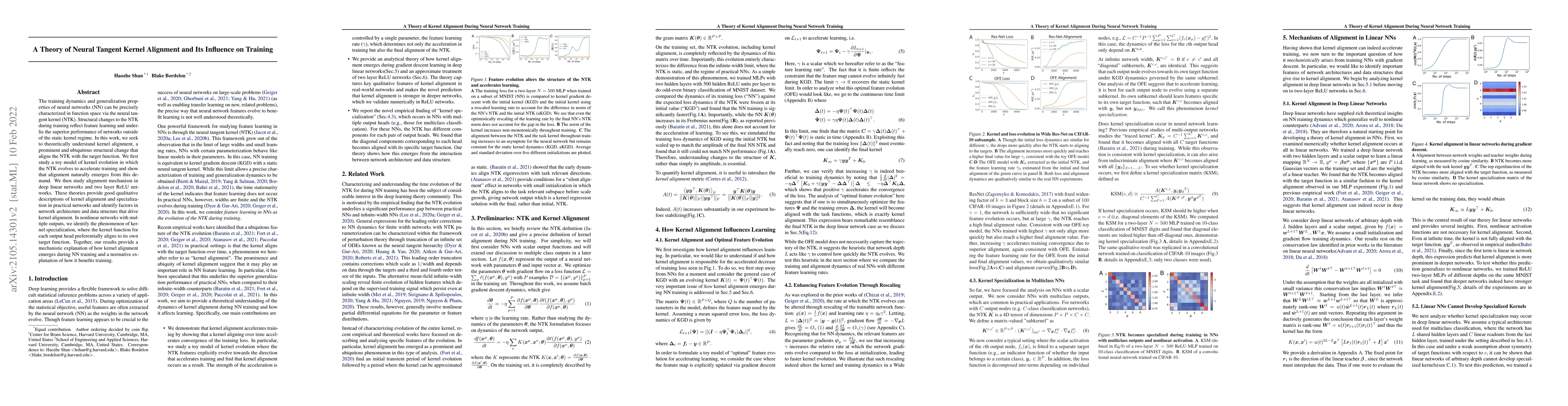 Thumbnail for A Theory of Neural Tangent Kernel Alignment and Its Influence on
  Training