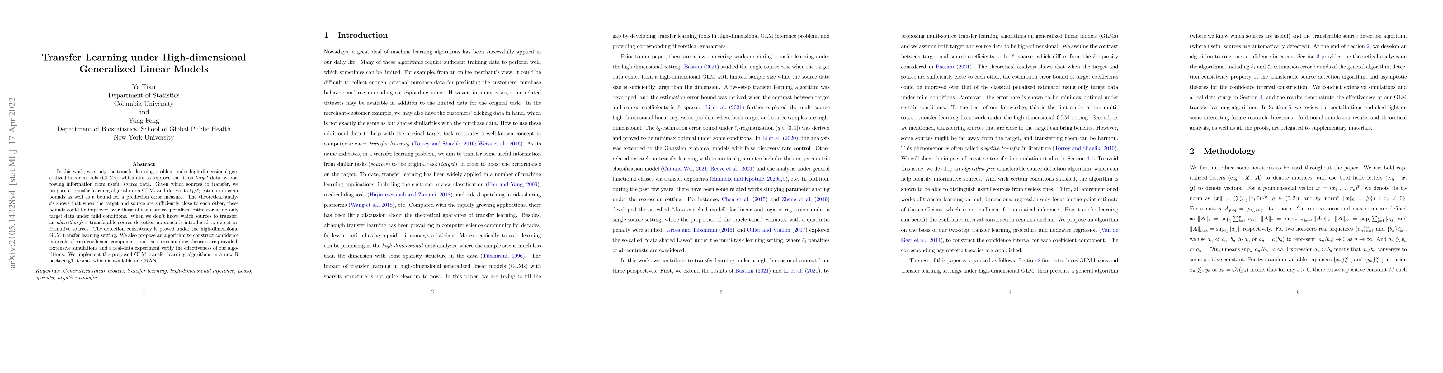 Thumbnail for Transfer Learning under High-dimensional Generalized Linear Models