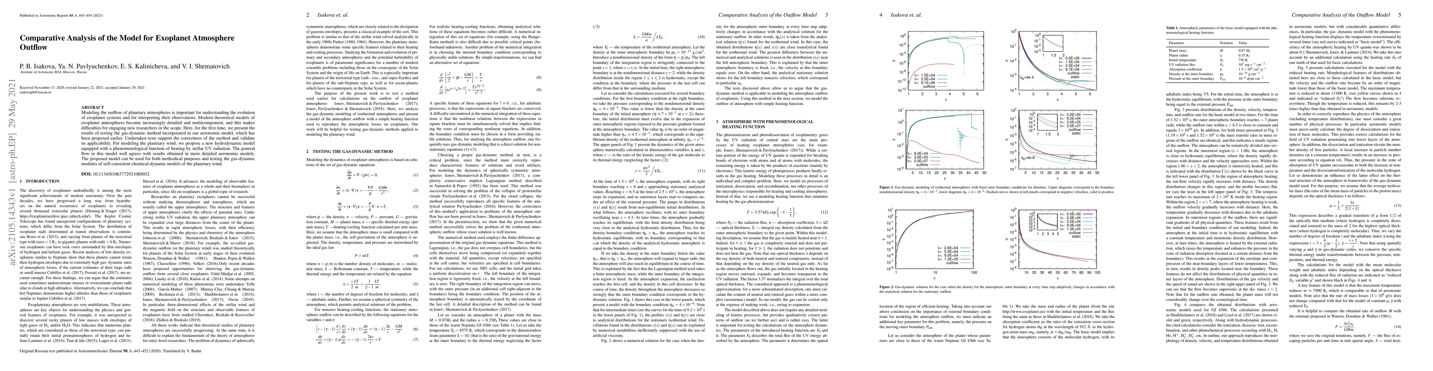 Thumbnail for Comparative Analysis of the Model for Exoplanet Atmosphere Outflow