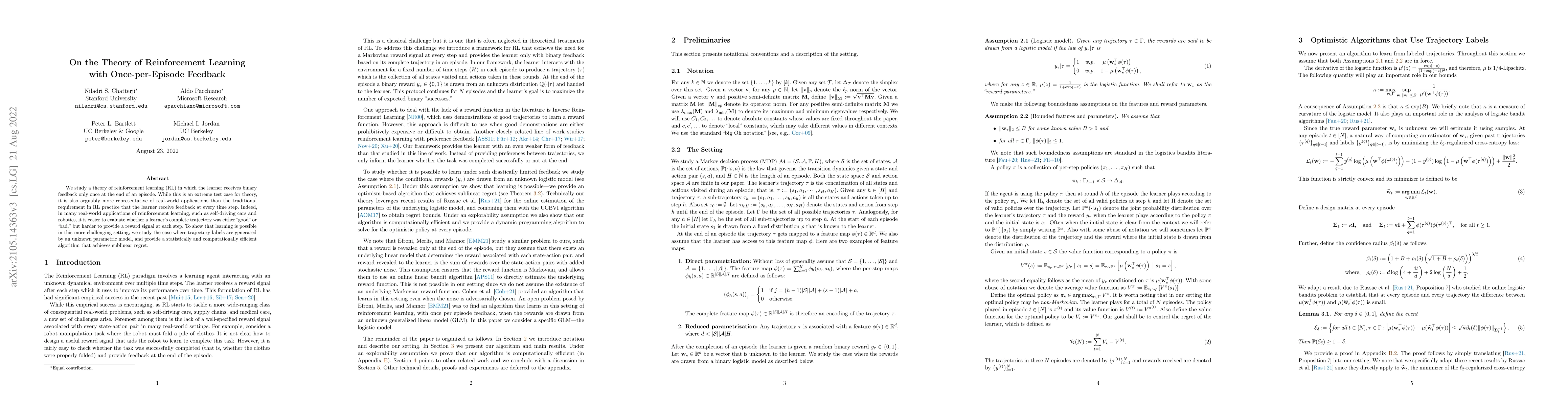 Thumbnail for On the Theory of Reinforcement Learning with Once-per-Episode Feedback