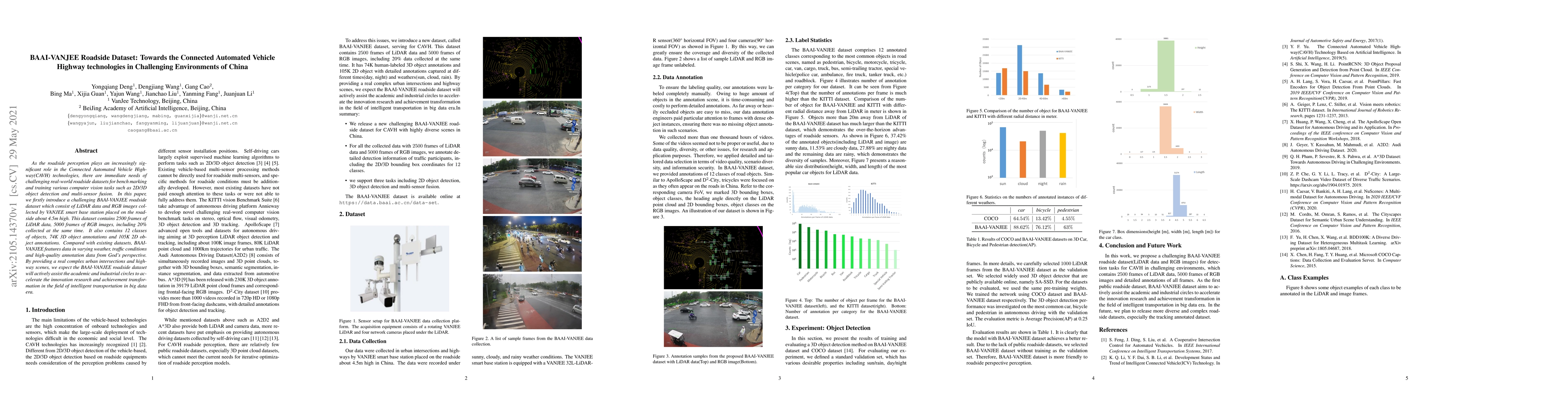 Thumbnail for BAAI-VANJEE Roadside Dataset: Towards the Connected Automated Vehicle
  Highway technologies in Challenging Environments of China