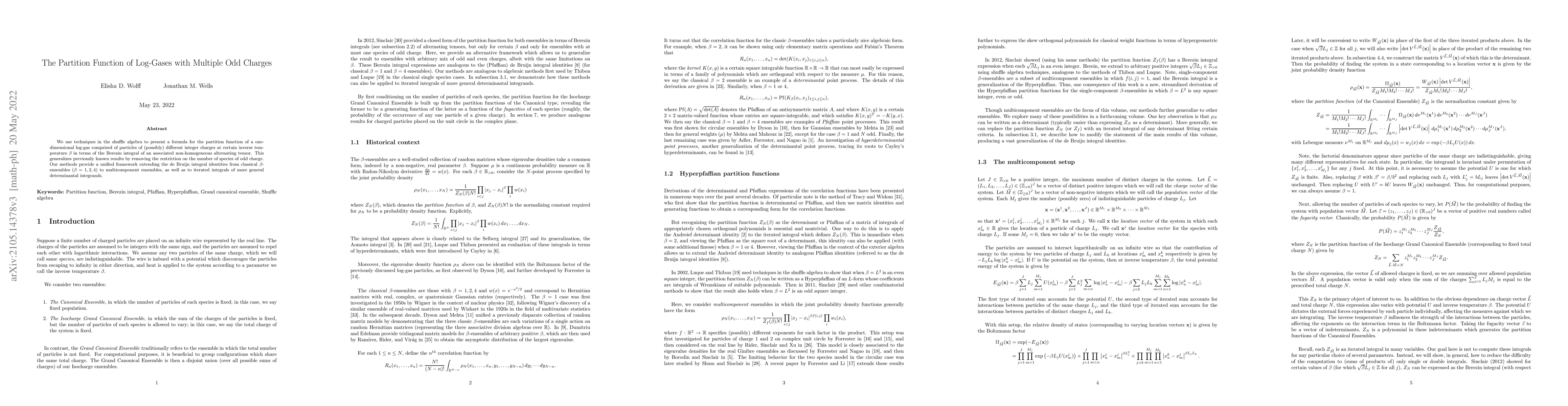 Thumbnail for The Partition Function of Log-Gases with Multiple Odd Charges