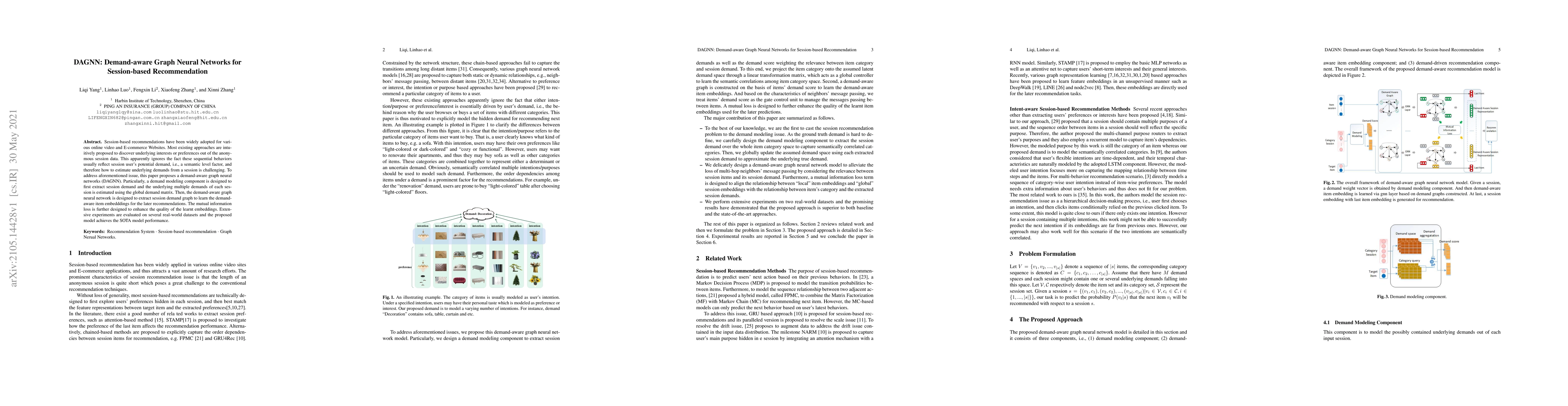 Thumbnail for DAGNN: Demand-aware Graph Neural Networks for Session-based
  Recommendation