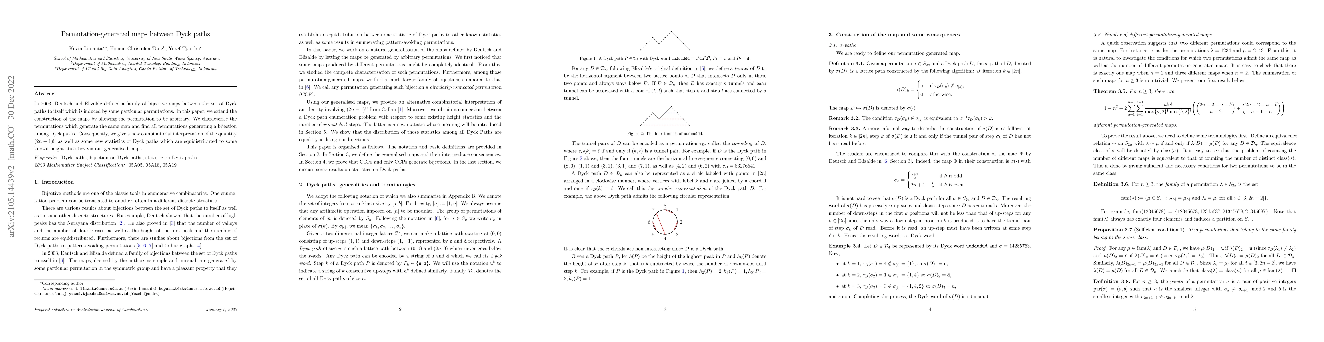 Thumbnail for Permutation-generated maps between Dyck paths