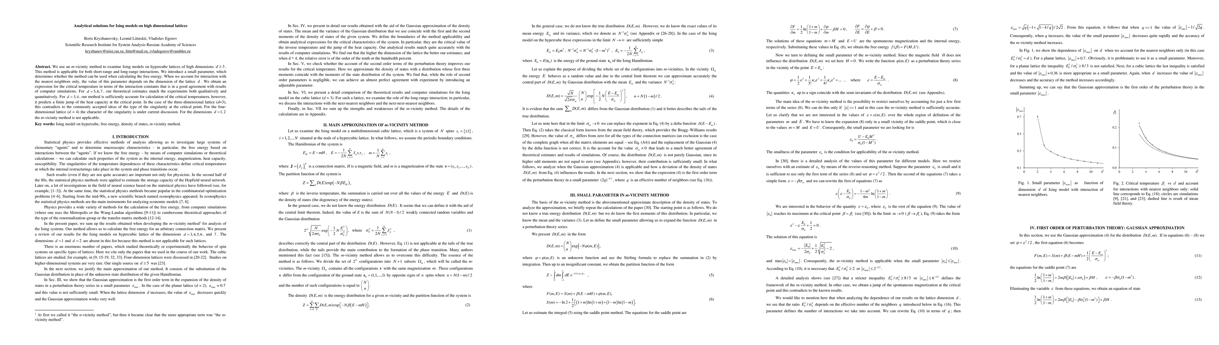 Thumbnail for Analytical solutions for Ising models on high dimensional lattices