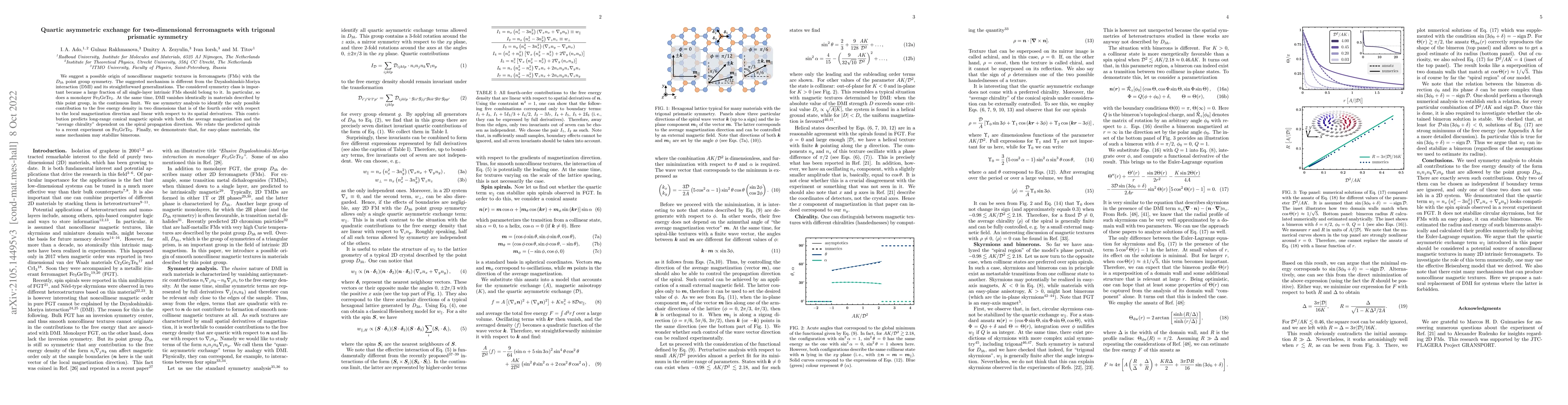 Thumbnail for Quartic asymmetric exchange for two-dimensional ferromagnets with
  trigonal prismatic symmetry